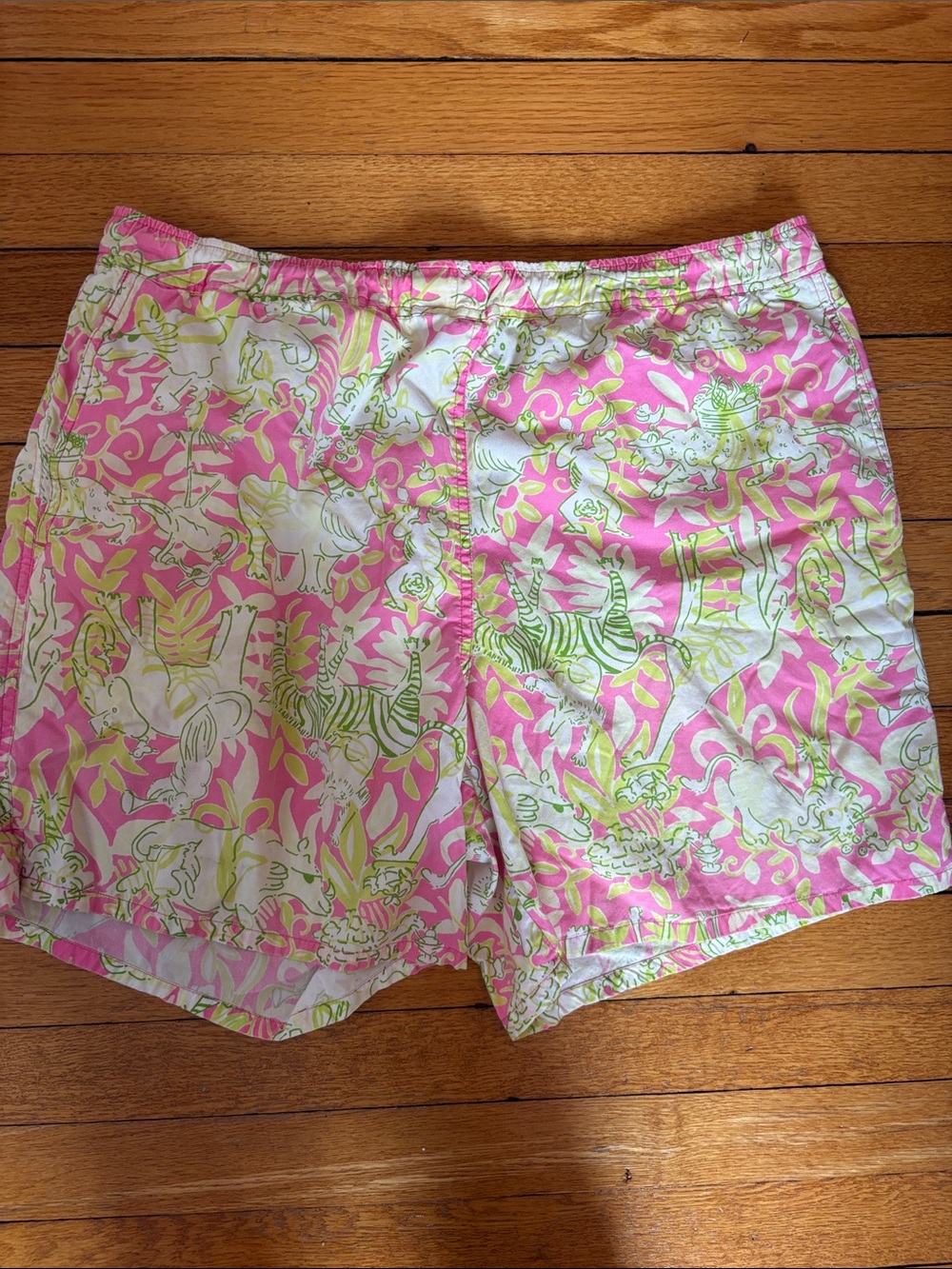 Lilly Pulitzer Pink & White Tropical Print Men’s Board Shorts